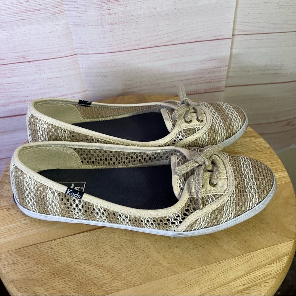 Keds Tea Cup Crochet Stripe Lace Up Slip On Shoes Size 7.5 - Picture 8 of 8